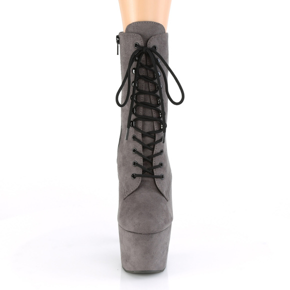 Suede Platform Lace Up High Heel Ankle Boots - Picture 2 of 5